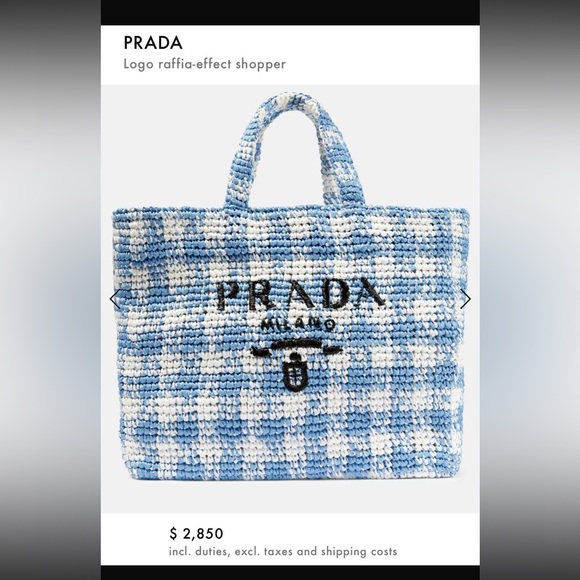 Prada Handbags - $2800 authentic Prada Blue and White Raffia-Effect Shopper beach bag tote